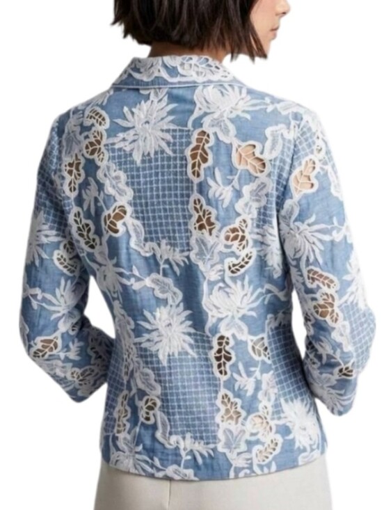 Chico's Jackets & Blazers - Chico's Blazer Jacket Embroidered Lace Overlay Blue Size 2